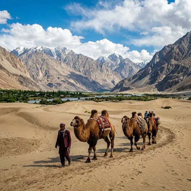 Nubra Valley Ladakh - Bactrian Camels and Sand Dunes